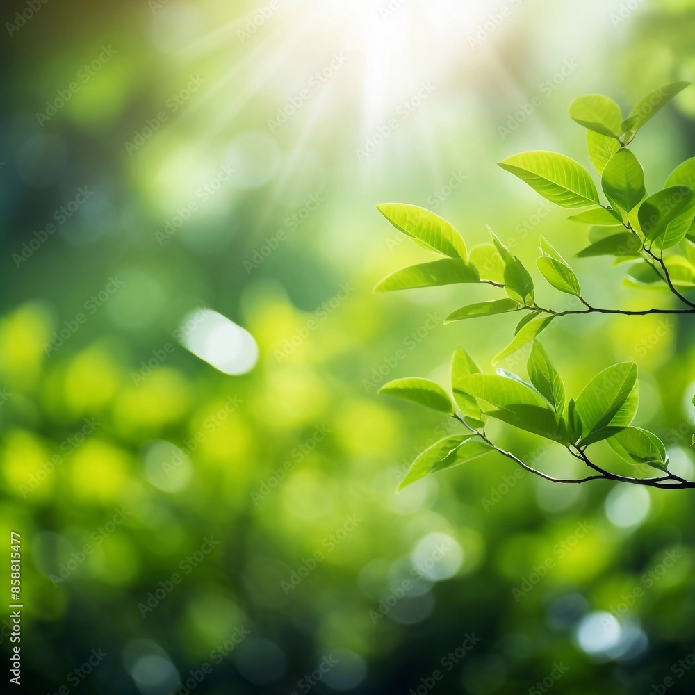 Naklejka premium close-up photo of plants The background is a fresh green garden. And there was beautiful sunlight shining down.