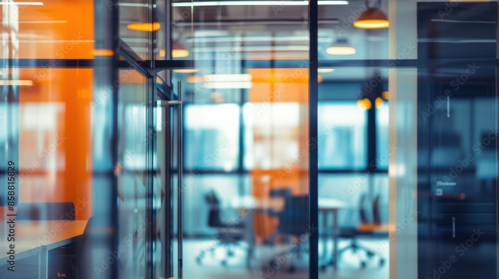 Blurry View of an Office Through Glass Partitions Blurry View of an Office Through Glass Partitions