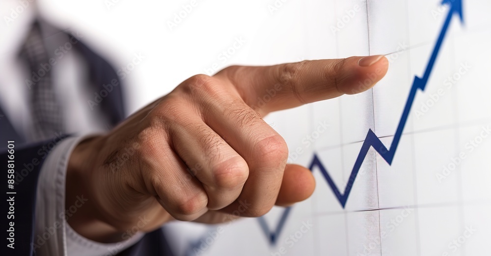 Dynamic businessman pointing at an upward graph symbolizing business growth concept, showcased on a transparent background with ample copy space for text or design. Ideal for business development and Dynamic businessman pointing at an upward graph symbolizing business growth concept, showcased on a transparent background with ample copy space for text or design. Ideal for business development and