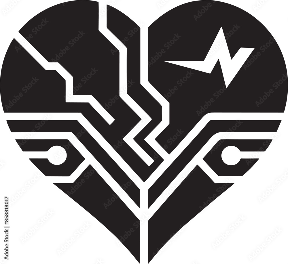 heart with an ECG line illustration black and white heart with an ECG line illustration black and white