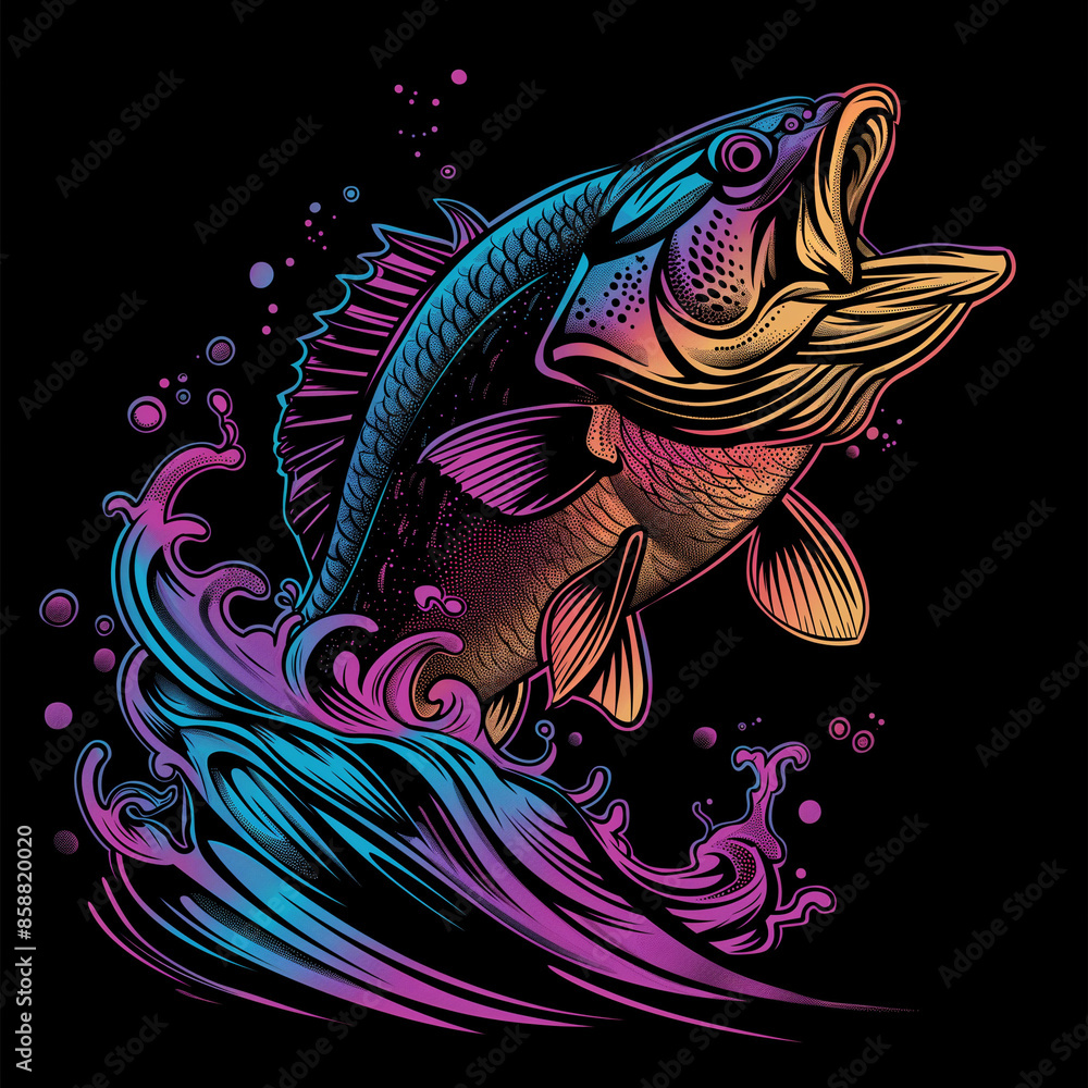 Obraz premium Big bass fish vector cartoon for t shirt Big bass fish t shirt design/fihs logo