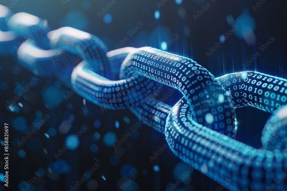 Digital Chain: Blockchain Technology Concept on a dark blurry background Digital Chain: Blockchain Technology Concept on a dark blurry background