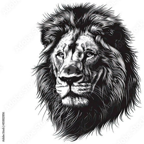 Wallpaper Mural A black and white drawing of a lion Torontodigital.ca