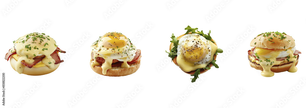 Delicious Egg Benedict set on transparent background. Delicious Egg Benedict set on transparent background.