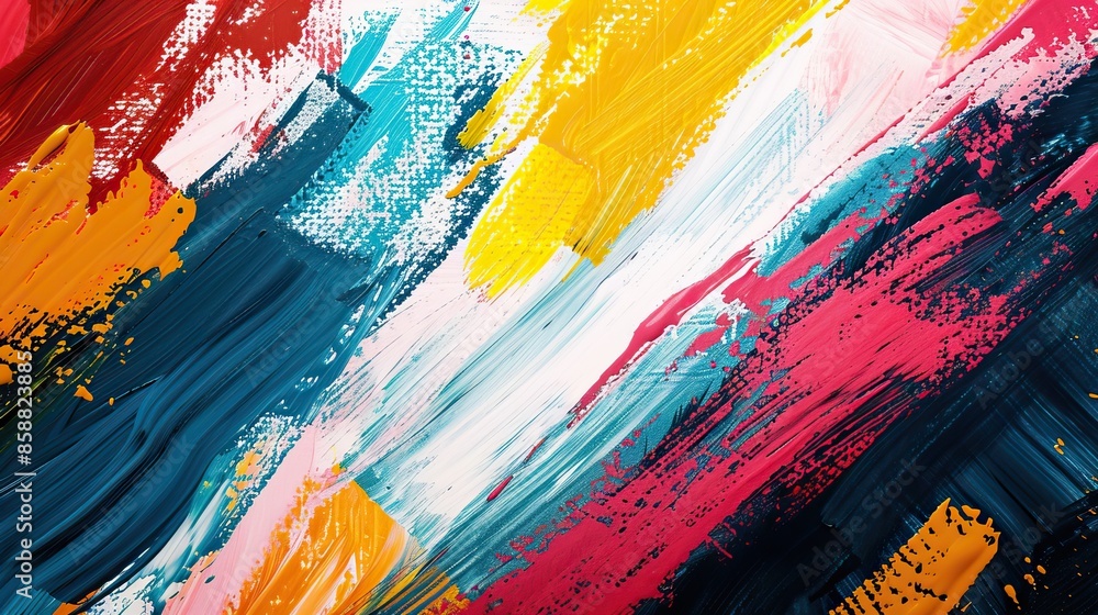 Colorful abstract strokes in blue yellow and pink with dynamic energy Colorful abstract strokes in blue yellow and pink with dynamic energy