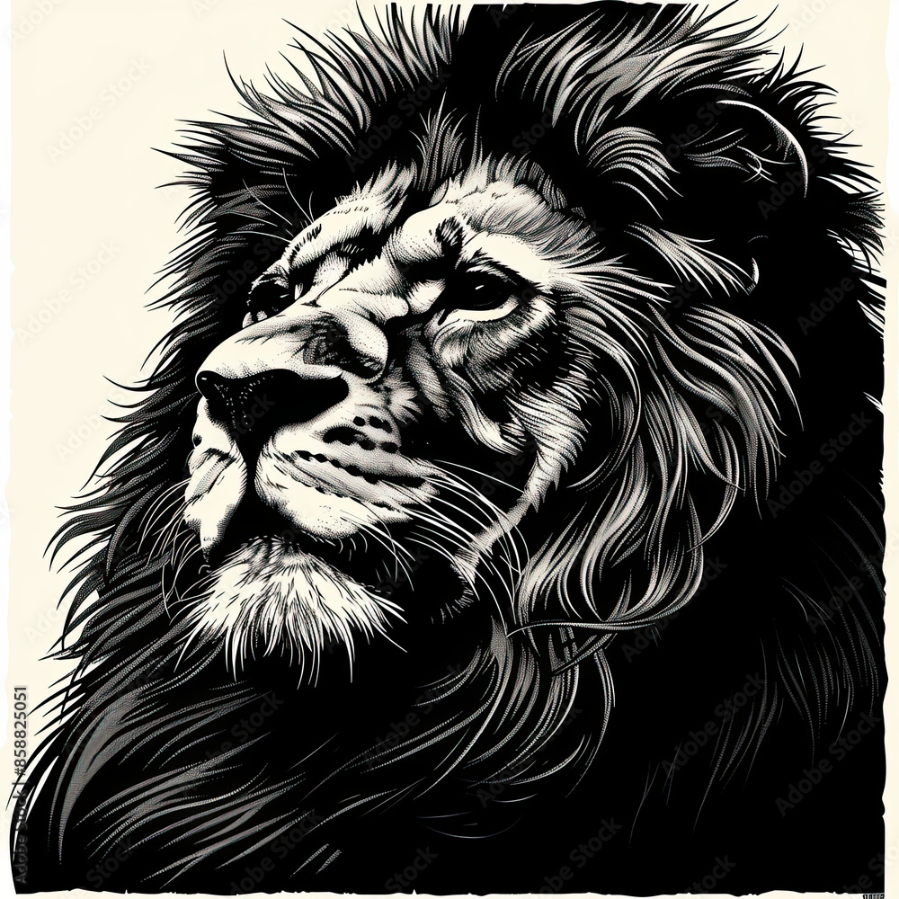 Obraz premium A black and white drawing of a lion
