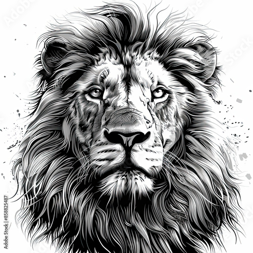 Wallpaper Mural A black and white drawing of a lion Torontodigital.ca