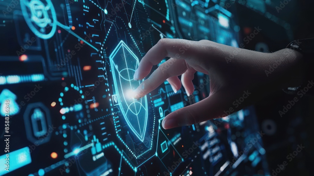 Obraz premium Cybersecurity Protection Concept - Digital Shield