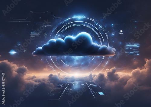 On-premise to Cloud migration. IT. Public Cloud. Private Cloud. Hybrid Cloud. photo