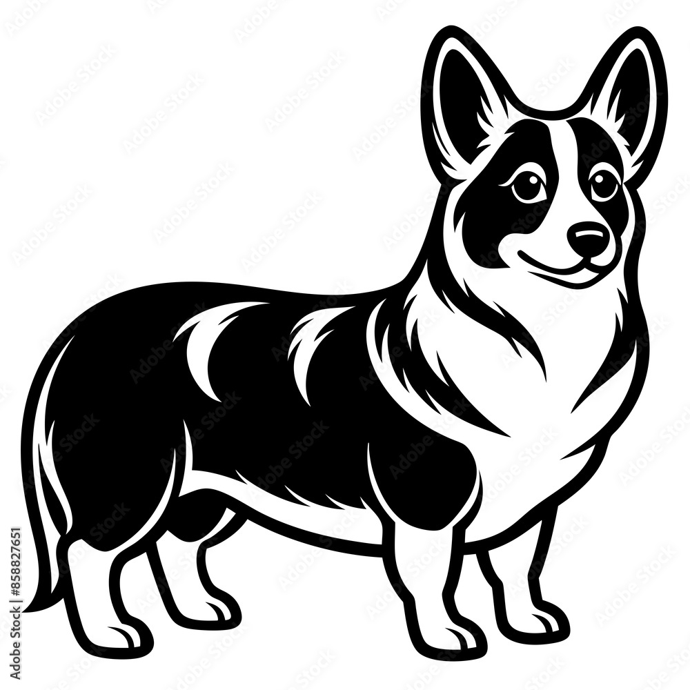 corgi dog, clear and smooth lines, neat minimalist shading, corgi dog, clear and smooth lines, neat minimalist shading,
