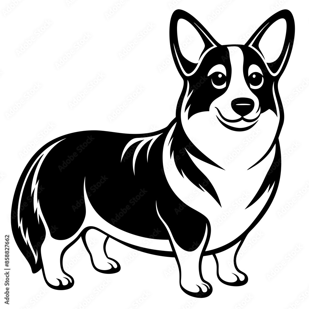 corgi dog, clear and smooth lines, neat minimalist shading, corgi dog, clear and smooth lines, neat minimalist shading,