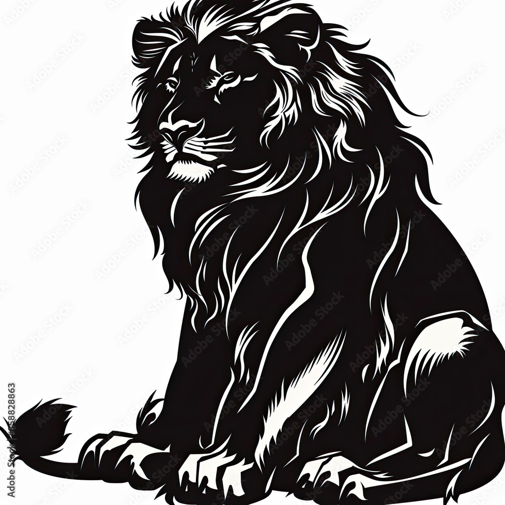 Obraz premium A black and white drawing of a lion