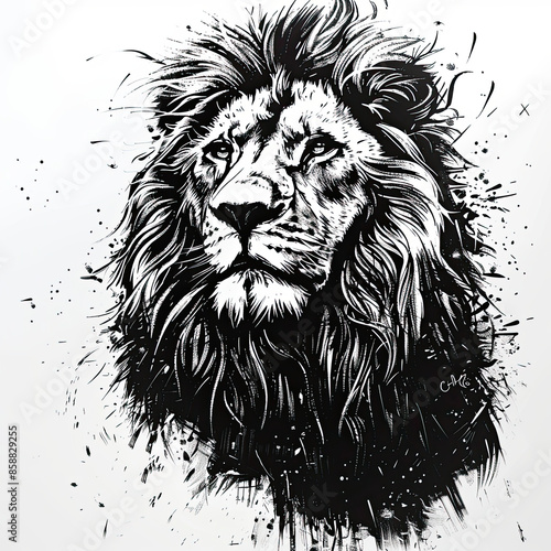 Wallpaper Mural A black and white drawing of a lion Torontodigital.ca