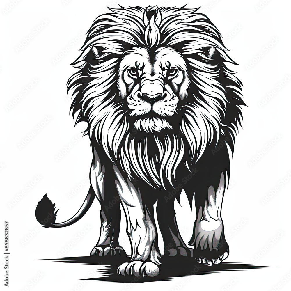 Fototapeta premium A black and white drawing of a lion