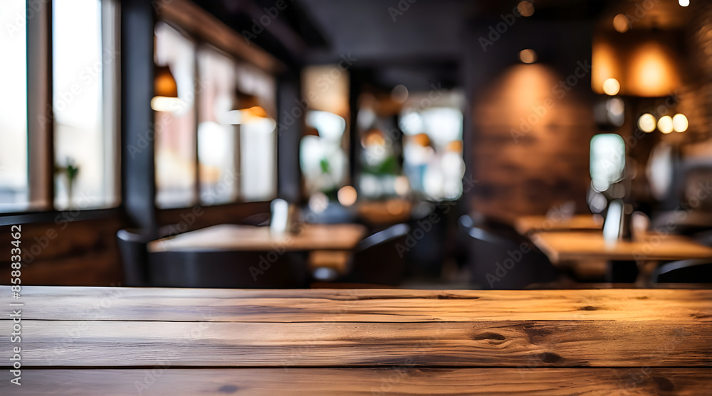 photo wooden table and blurred background of indoor restaurant High quality photo
photo wooden table and blurred background of indoor restaurant High quality photo