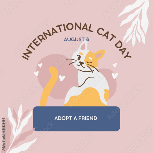 Pink and White International Cat Day  photo