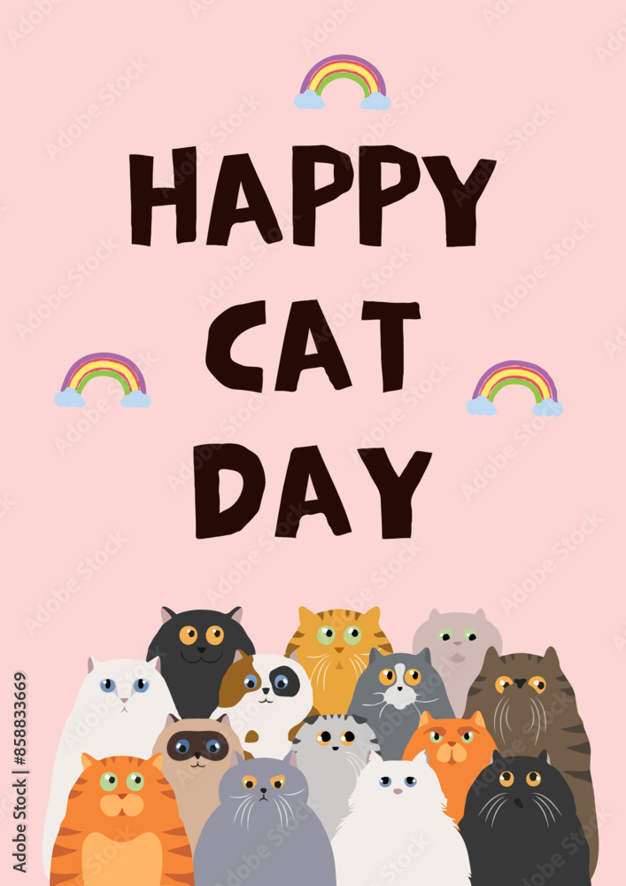 Pink Modern Cat Day Poster Pink Modern Cat Day Poster