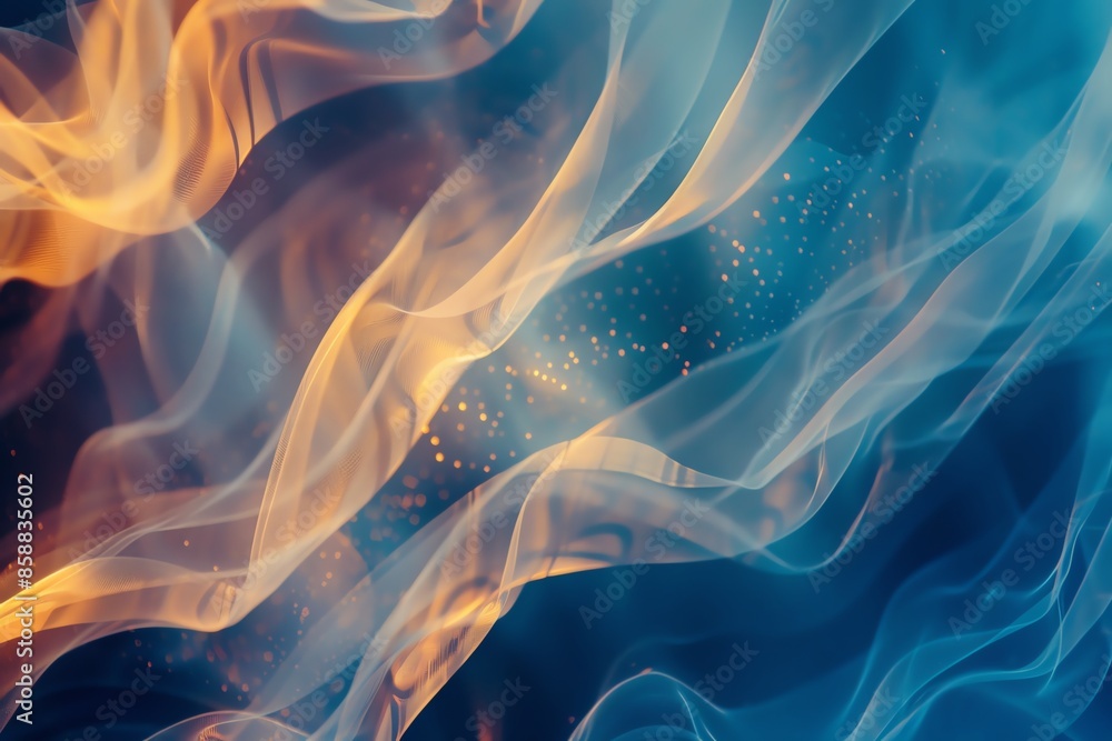 Abstract background featuring fluid swirls of blue and orange colors, creating a dynamic and vibrant visual effect. Abstract background featuring fluid swirls of blue and orange colors, creating a dynamic and vibrant visual effect.