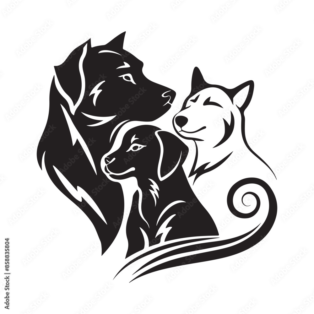 silhouettes of dogs for pet logo design, animal care logo vector silhouettes of dogs for pet logo design, animal care logo vector