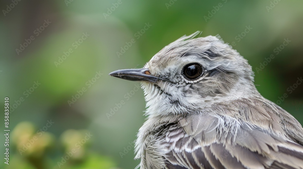 Fotografie Close up photography of a young beautiful white wagtail or Motacilla alba