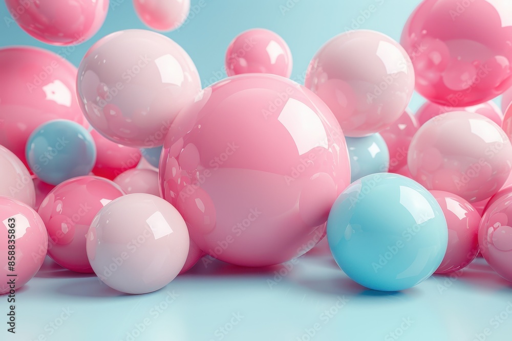 Modern 3D render of pastel display ads, clean design on white backdrop. Modern 3D render of pastel display ads, clean design on white backdrop.