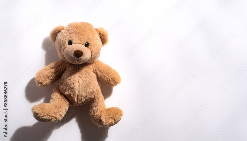 Obraz premium ぬいぐるみ テディベア おもちゃ かわいい 毛皮 クマ 白背景 子供 ソフト ラグジュアリー シンプル