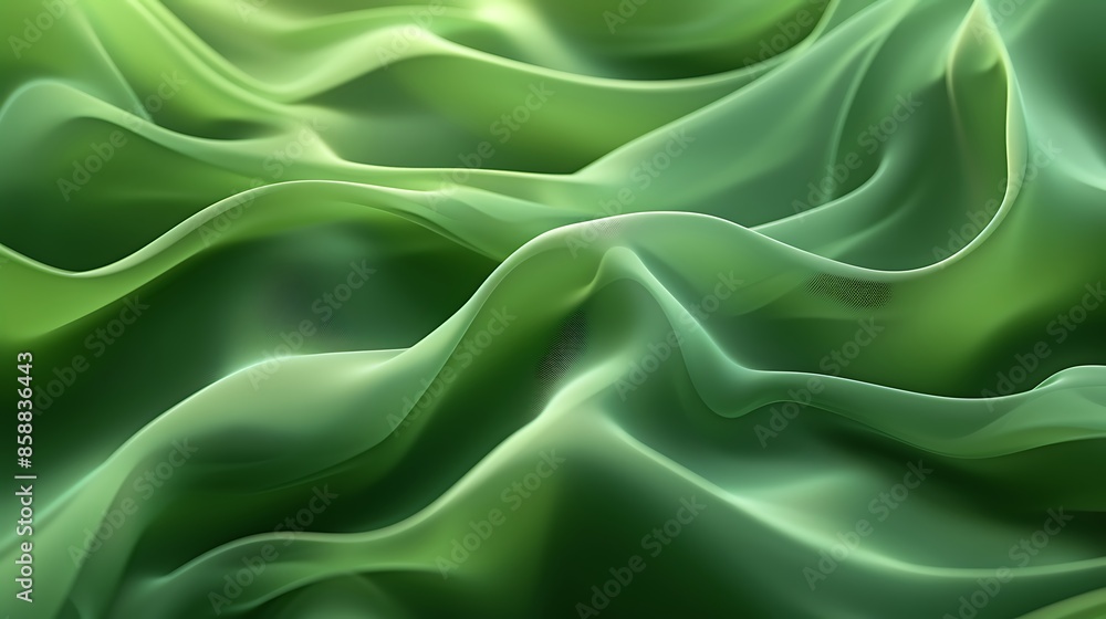 Fototapeta premium Abstract green fabric with smooth, flowing waves. Perfect for backgrounds or textures.