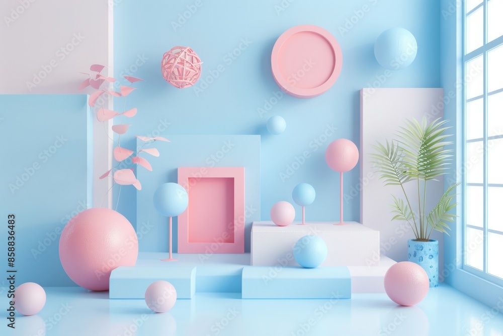 Pastel 3D AR advertising elements, minimalist style on white background. Pastel 3D AR advertising elements, minimalist style on white background.