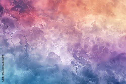 Vibrant abstract background with shades of purple, orange, and blue, resembling a cloudscape. Ideal for artistic and design projects. © Pikul