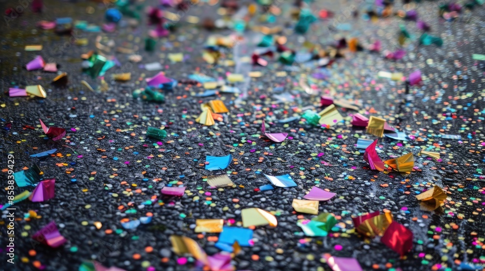 Confetti scattered on the ground Confetti scattered on the ground
