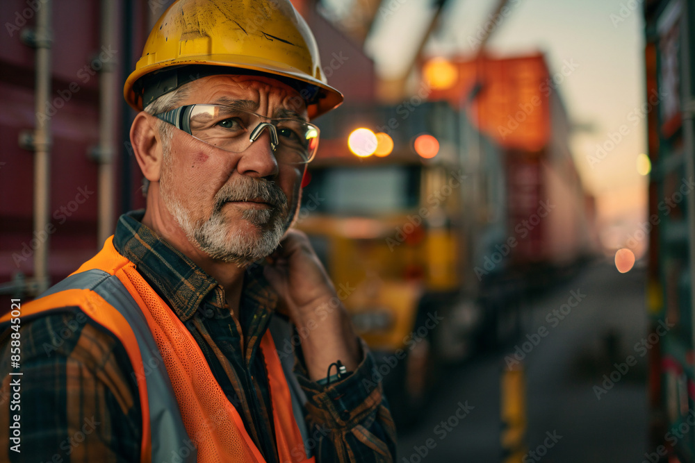 a man wearing a hard hat and safety vest a man wearing a hard hat and safety vest