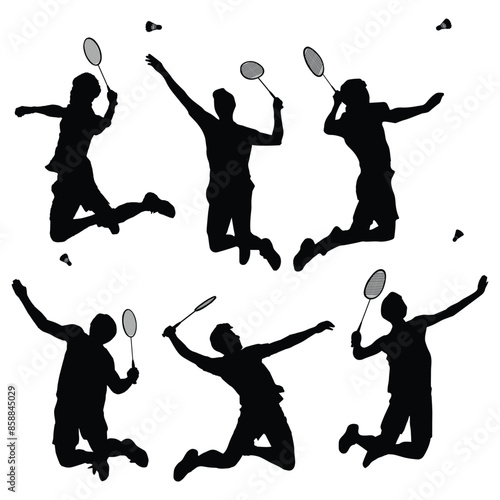 Badminton Player Silhouette Vector Art Bundle