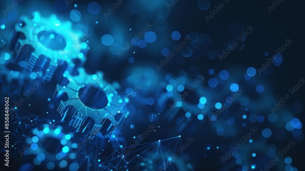 Obraz premium Abstract Gears in Blue: A Digital Network