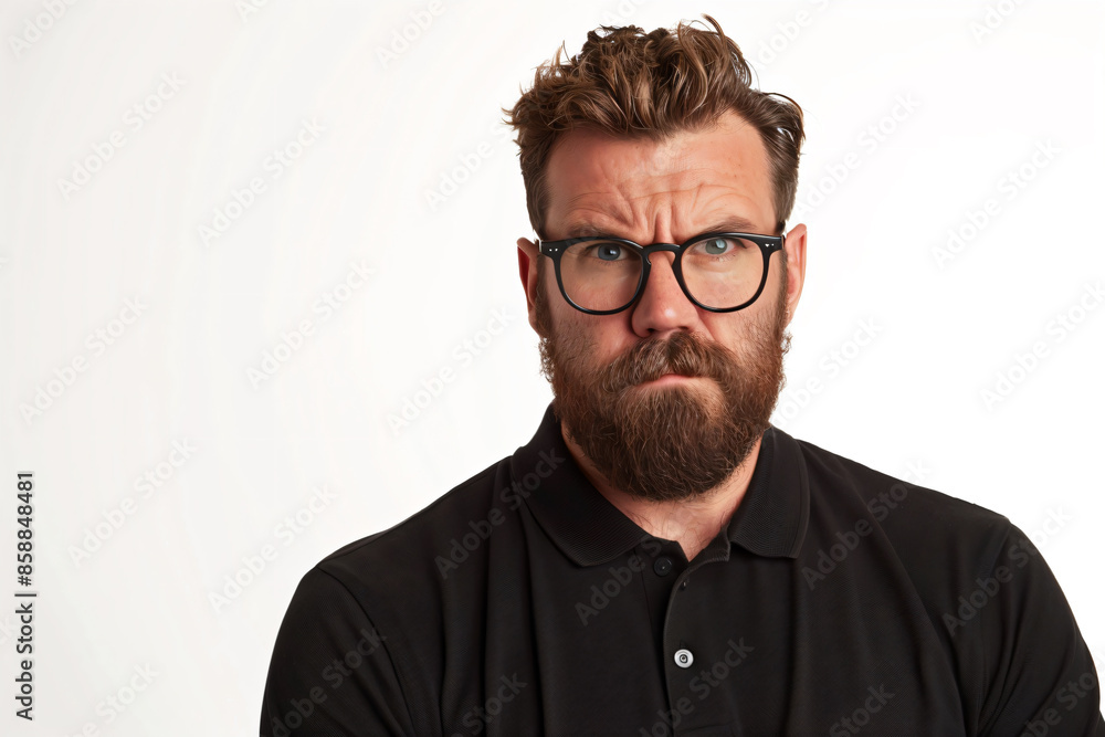 Obraz premium a man with glasses and a beard is looking at the camera