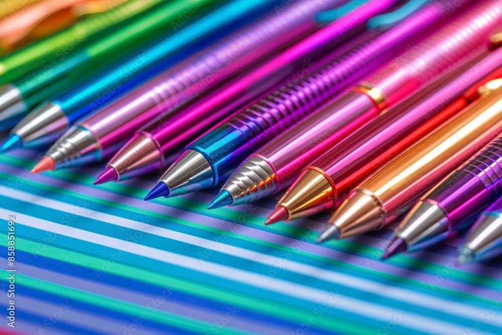 Fototapeta premium Close-up of colorful stationery items.