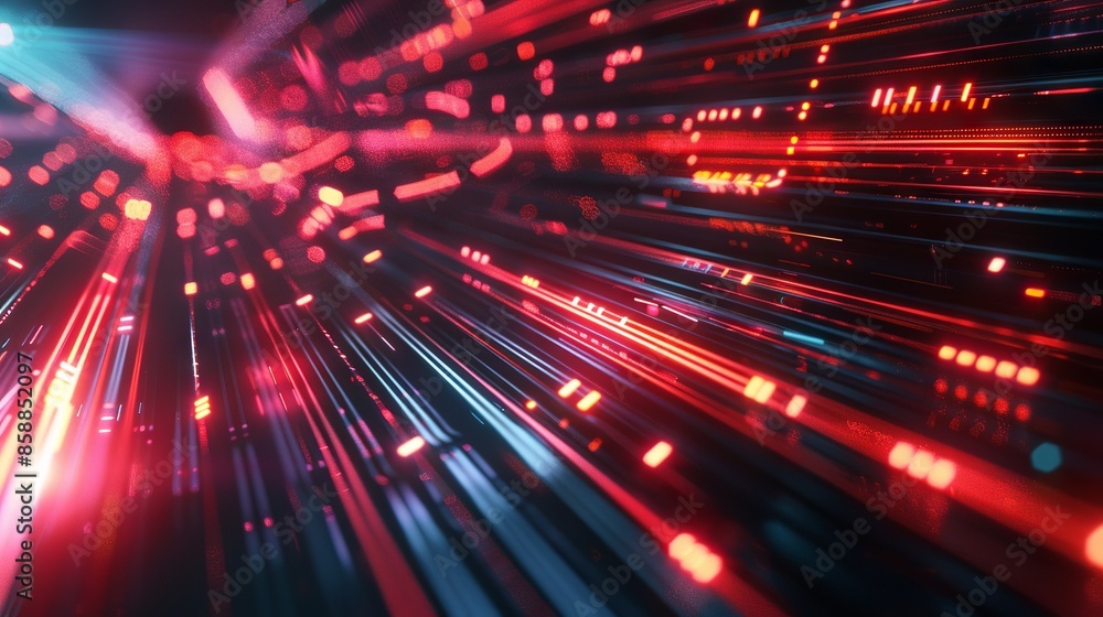 Fototapeta premium Abstract Futuristic Technology Lines Background with Dynamic Light Effects in Blue and Purple Tones