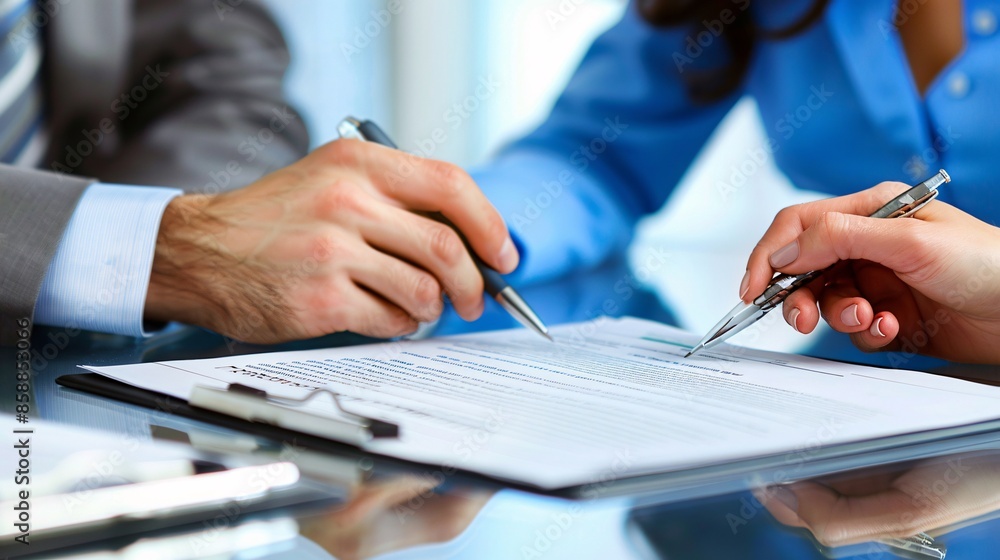 A business contract being signed by two people in a modern office setting, with a lawyer overseeing, legal books and documents scattered around, symbolizing business agreements protected by law and A business contract being signed by two people in a modern office setting, with a lawyer overseeing, legal books and documents scattered around, symbolizing business agreements protected by law and
