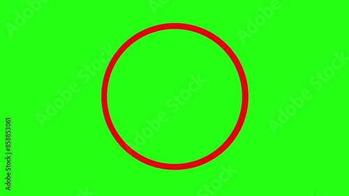 Hand drawn red circle animation green screen