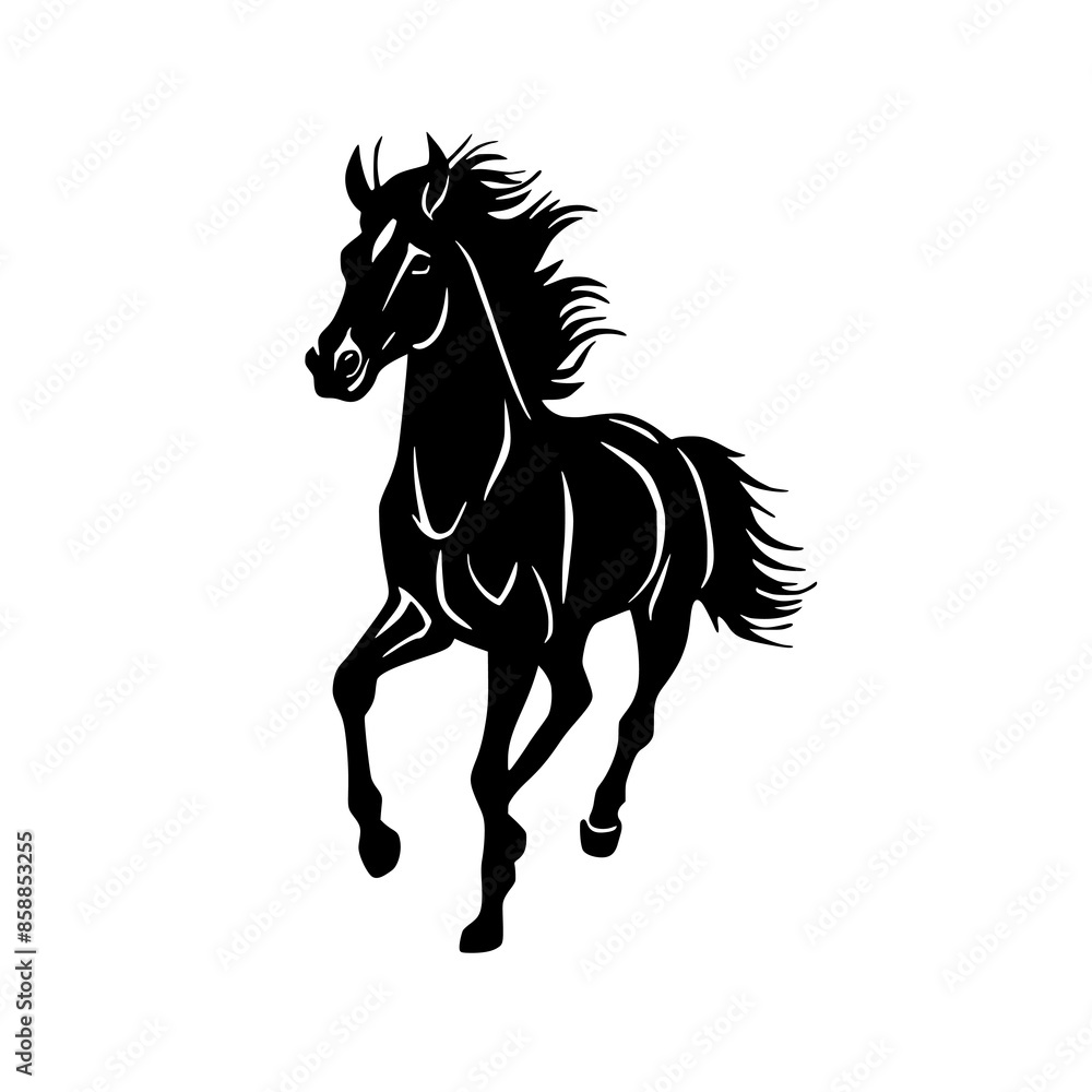 Beautiful Black and White Horse Silhouette Beautiful Black and White Horse Silhouette