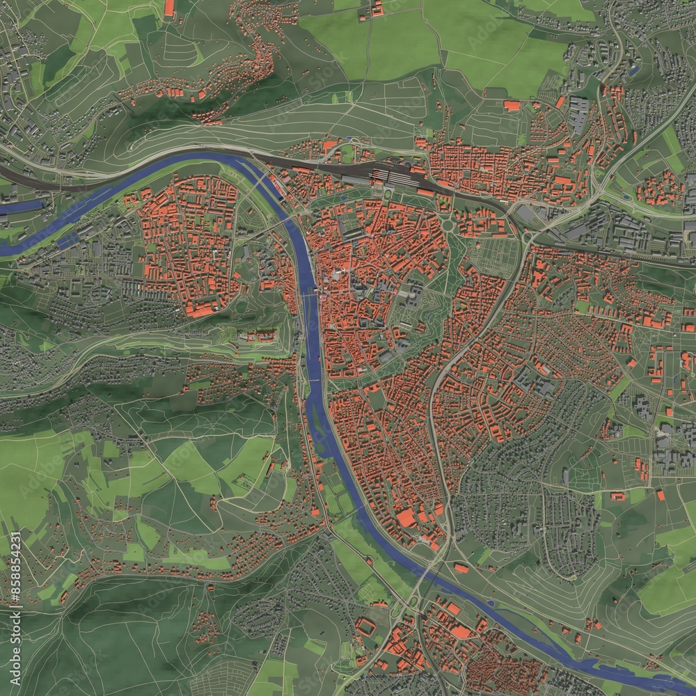 Fototapeta premium 3D illustration of city and urban in Wurzburg Germany