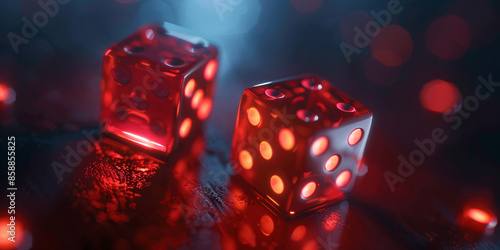Ludo Dice with Neon Effect 3D Rendering
