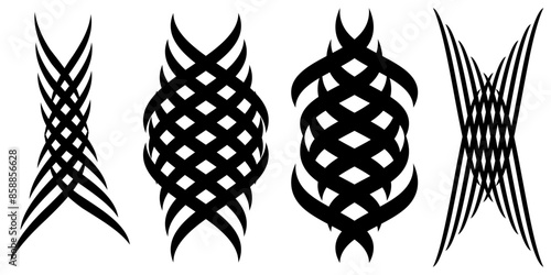 Black on white Vector tribal tattoo. Silhouette illustration sticker design