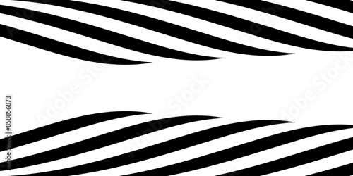 Black on white abstract perspective line wave with 3d dimensional effect isolated on white background