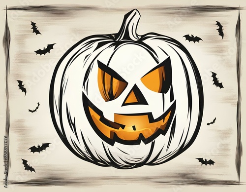 Halloween Jack-o'-lantern pumpkin vector, drawing, background, illustration 
