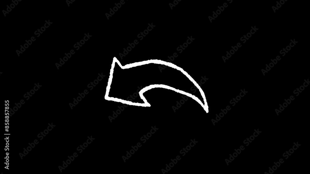 Animated symbol of an arrow with a loop.white arrow rising transparent channel, The white arrow on a black background. Animated symbol of an arrow with a loop.white arrow rising transparent channel, The white arrow on a black background.