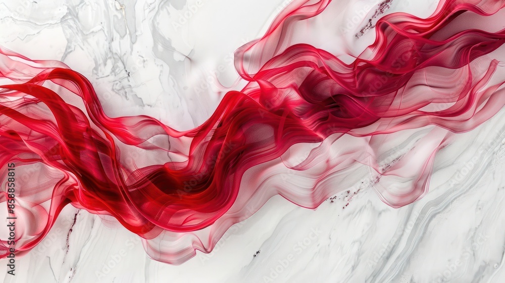 Ruby red psychic waves on a marble white abstract background Ruby red psychic waves on a marble white abstract background