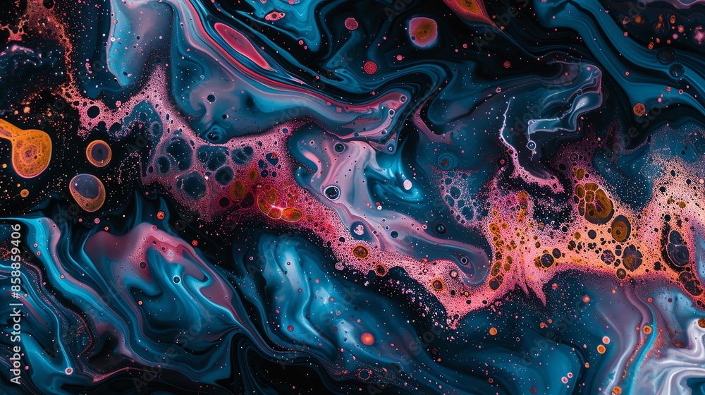 Abstract swirling pattern of vibrant colors with bubbles Abstract swirling pattern of vibrant colors with bubbles