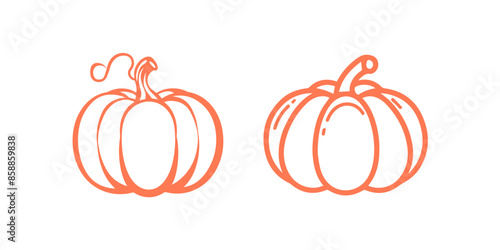 Simple orange line art pumpkins for autumn themes