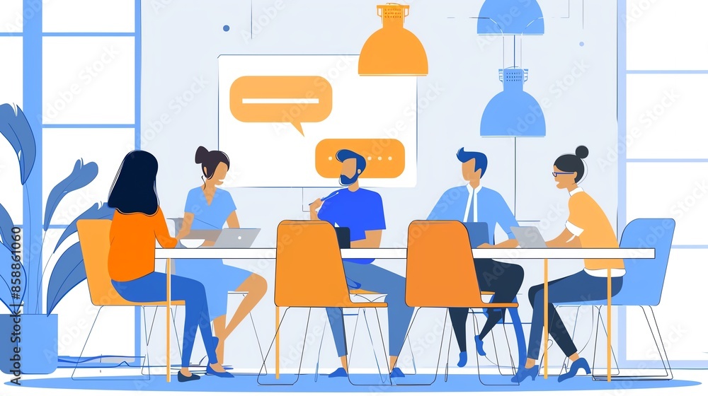 A diverse team of professionals collaborate around a table in a modern office setting. A diverse team of professionals collaborate around a table in a modern office setting.