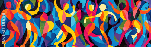 colourful abstract background of people dancing in a party